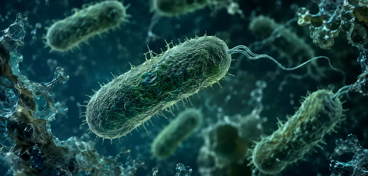 Representação da bactéria Pseudomonas aeruginosa
