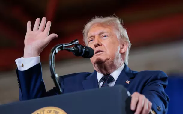 O presidente dos EUA, Donald Trump, discursa no Rockland Community College em Suffern, Nova York, EUA, em 22 de maio de 2026