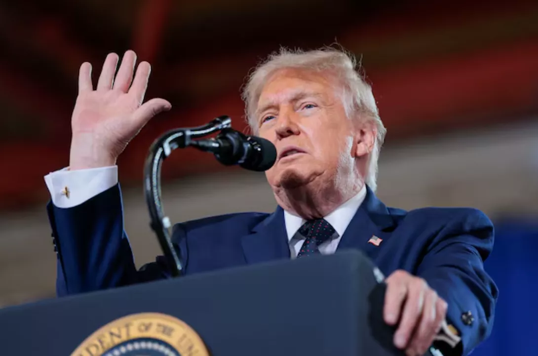 O presidente dos EUA, Donald Trump, discursa no Rockland Community College em Suffern, Nova York, EUA, em 22 de maio de 2026