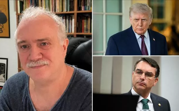Altamiro Borges, Donald Trump e Flávio Bolsonaro 