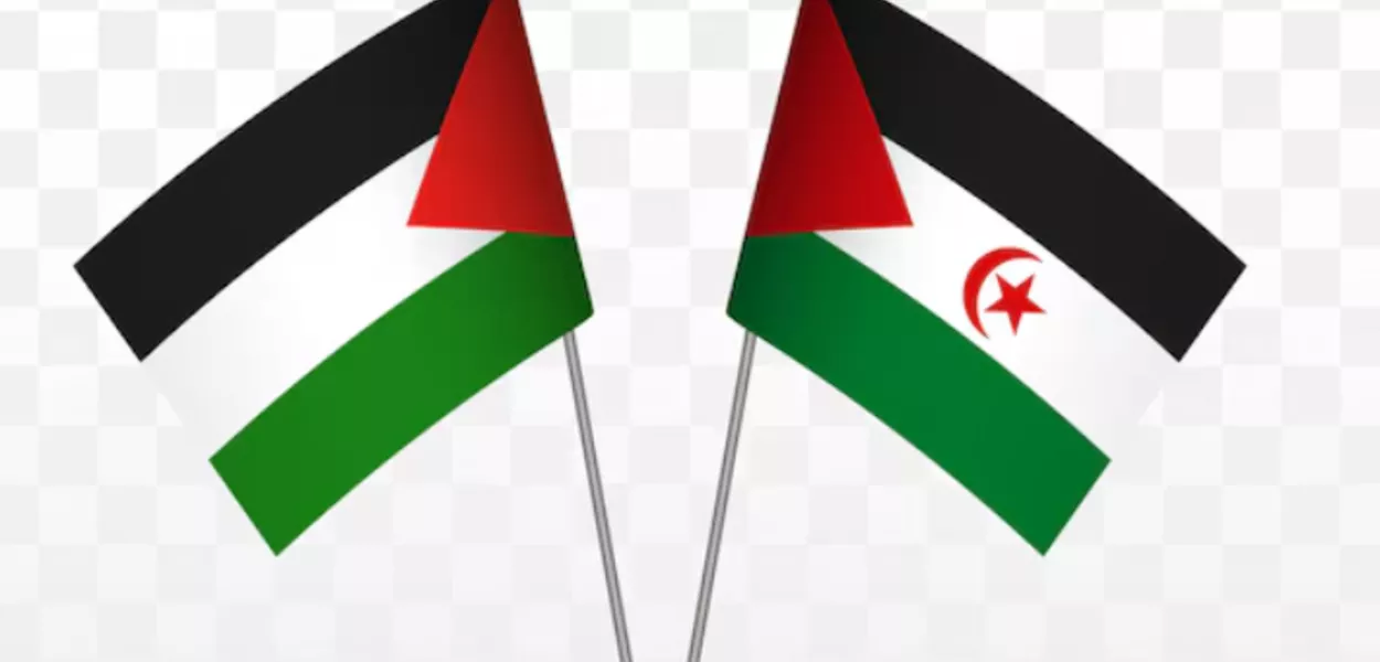 Bandeiras da Palestina e do Saara Ocidental