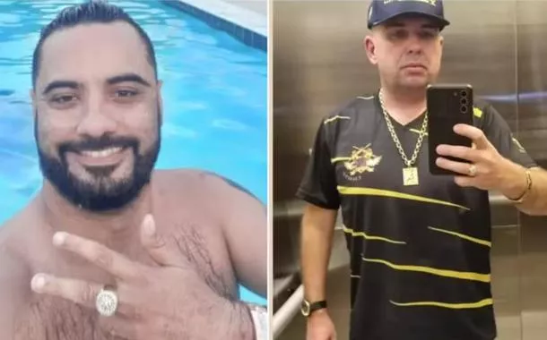 Renato Faria de Azeredo (à esquerda), 34 anos, e André Luís Guellen (à direita), 43 anos, foram mortos a tiros dentro de uma caminhonete na Praia do Futuro, em Fortaleza.