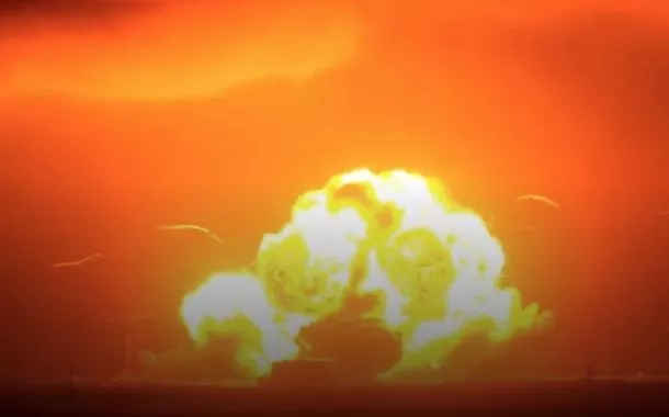 Exato momento em que o foguete explode