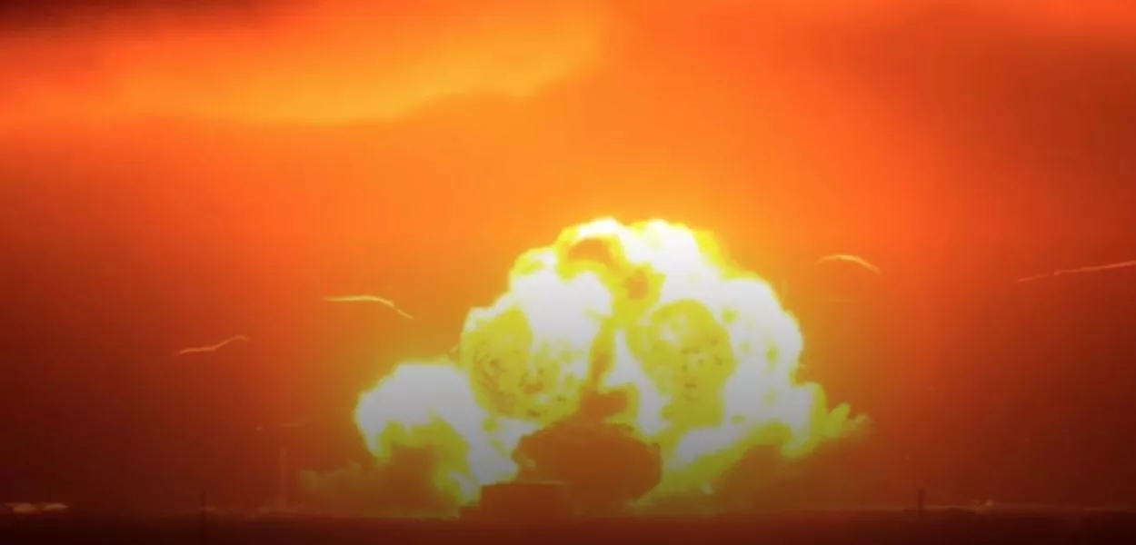 Exato momento em que o foguete explode