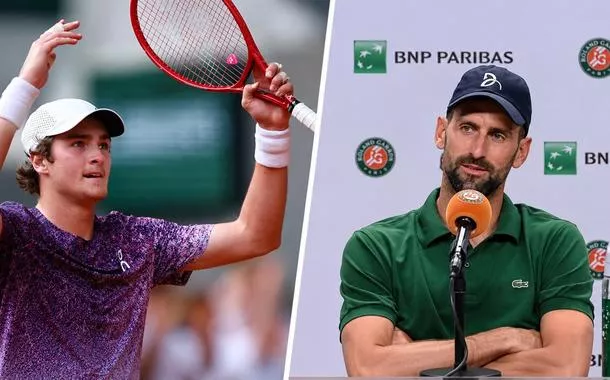 João Fonseca e Novak Djokovic