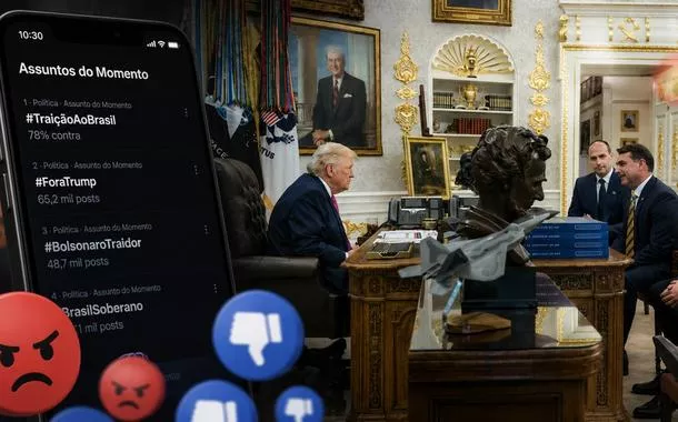Após tarifaço, 'traição ao Brasil' explode nas redes com 78% contra Trump e clã Bolsonaro