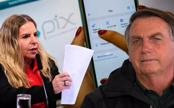 Luizianne Lins, Jair Bolsonaro e, ao fundo, o pix