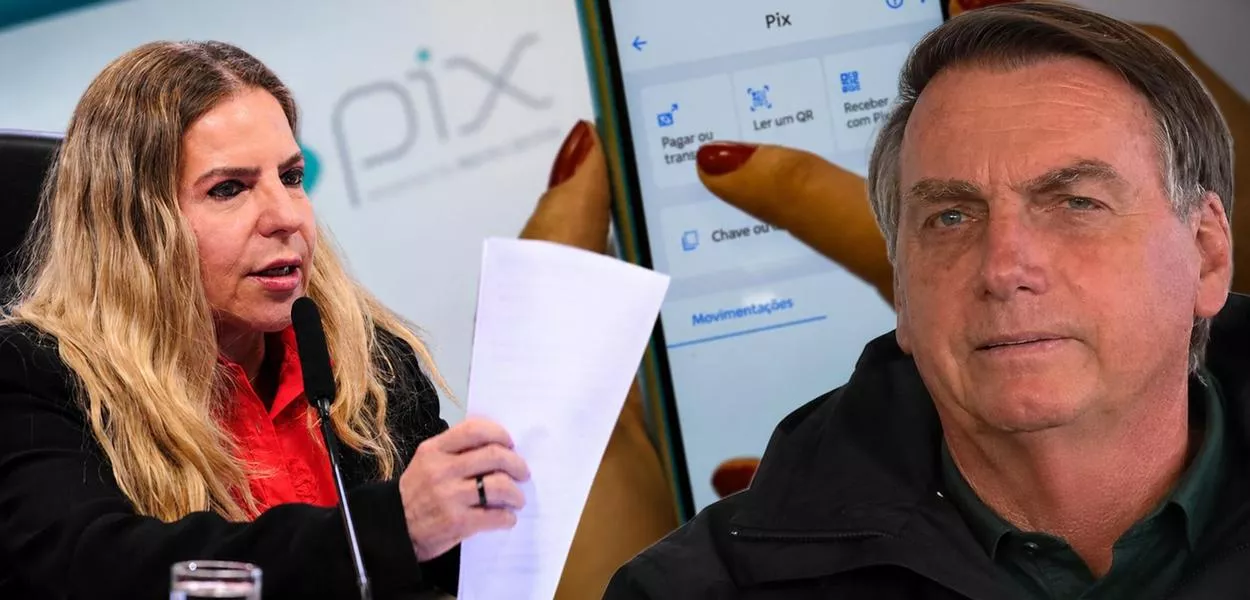 Luizianne Lins, Jair Bolsonaro e, ao fundo, o pix