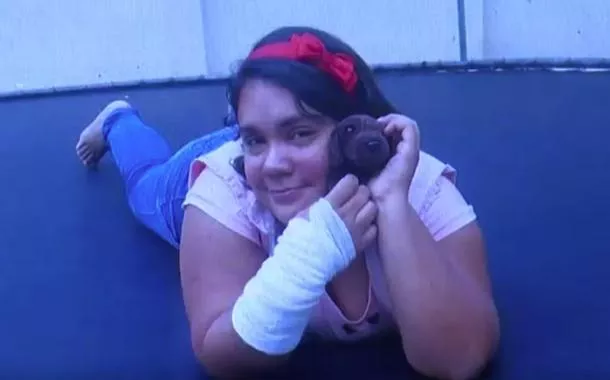 Amanda Maria Souza de Oliveira em imagem cedida pela assistente social Delma Soares, se passando por uma adolescente de 12 anos.