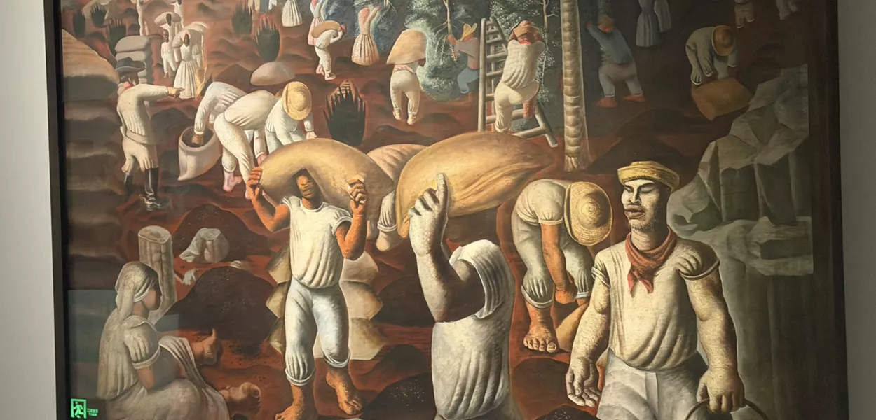 Obra clássica de Portinari, sobre o café. exposta na China