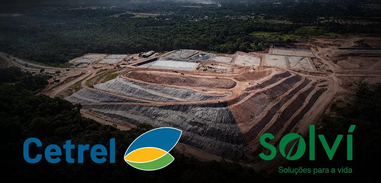 Aterro de Marituba e logos da Solví e da Cetrel