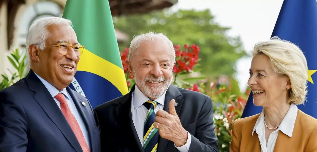 Presidente da República, Luiz Inácio Lula da Silva com Presidente da Comissão Europeia, Ursula von der Leyen e Presidente do Conselho Europeu, António Costa na Cúpula do G7, em Évian-les-Bains - França.