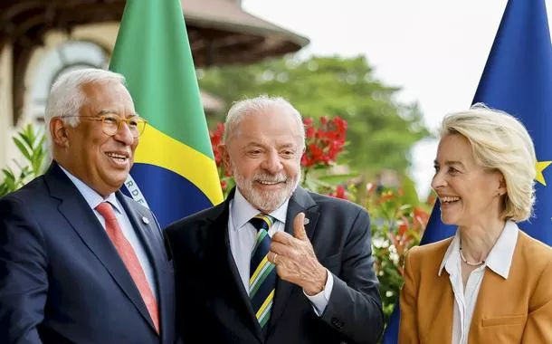Presidente da República, Luiz Inácio Lula da Silva com Presidente da Comissão Europeia, Ursula von der Leyen e Presidente do Conselho Europeu, António Costa na Cúpula do G7, em Évian-les-Bains - França.