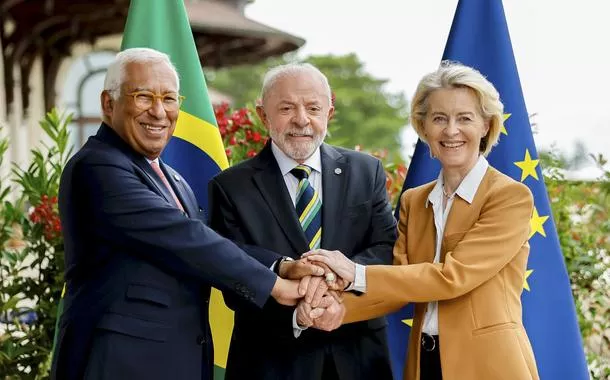 16.06.2026 - Presidente da República, Luiz Inácio Lula da Silva com Presidente da Comissão Europeia, Ursula von der Leyen e Presidente do Conselho Europeu, António Costa na Cúpula do G7, em Évian-les-Bains - França. Foto: Ricardo Stuckert / PR
