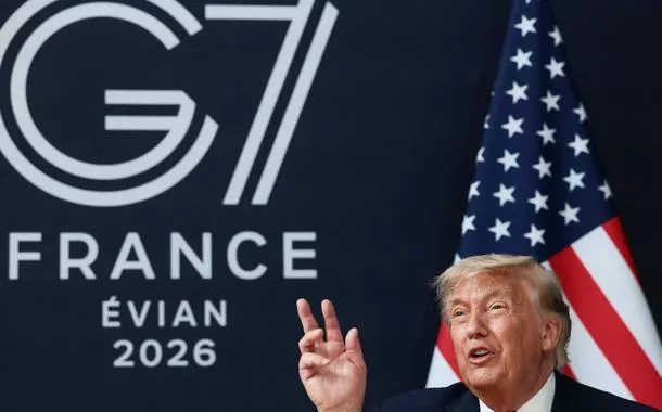 Presidente dos EUA, Donald Trump, durante a cúpula do G7 
 17 de junho de 2026   