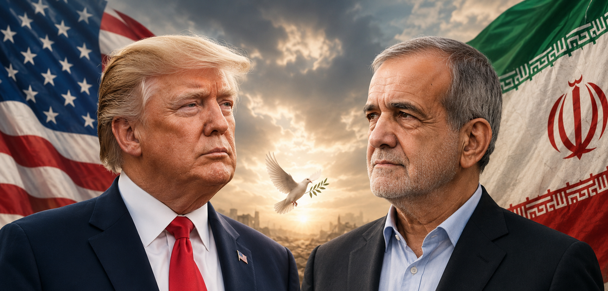 Cover image for Trump e Pezeshkian assinam acordo de paz que encerra a guerra entre Estados Unidos e Irã