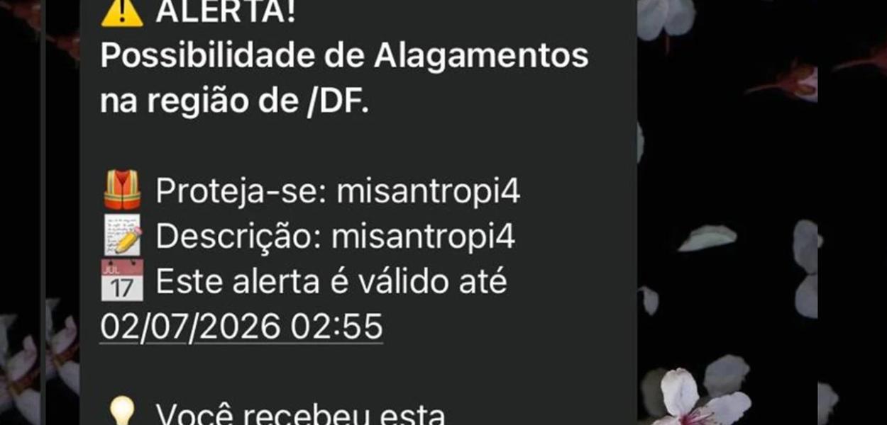 Falso alerta da Defesa Civil com termo “misantropia” atinge celulares em quatro estados e no DF