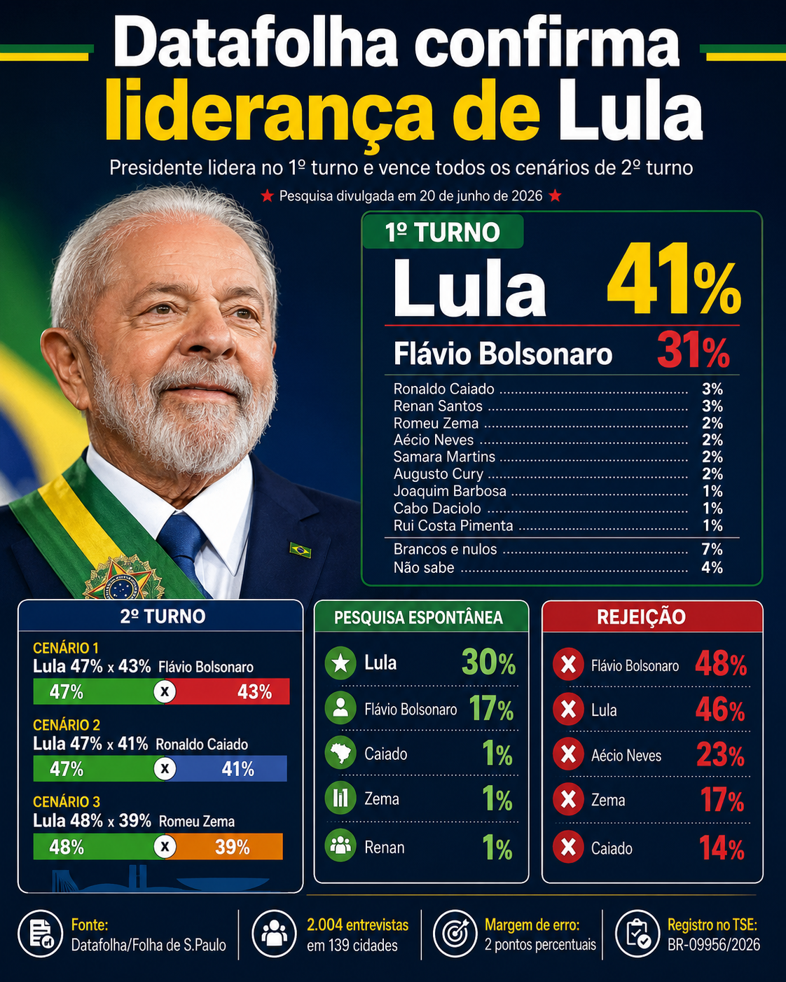 Lula lidera no Datafolha