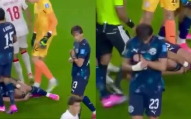 Jogador do Paraguai pega relógio de árbitro em meio a confusão na Copa (vídeo)