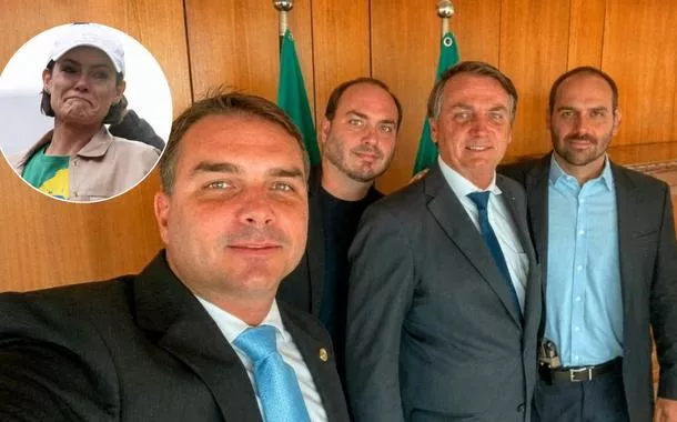 Flávio, Eduardo e Carlos Bolsonaro querem reação de Jair após vídeo de Michelle