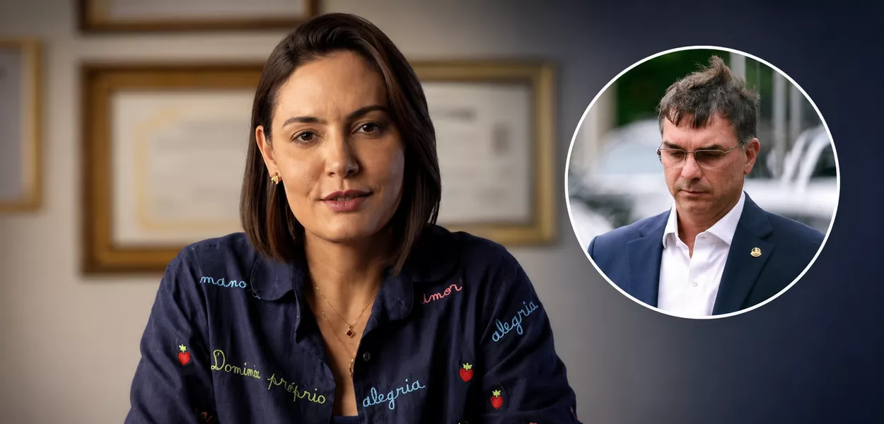Michelle Bolsonaro e senador Flávio Bolsonaro