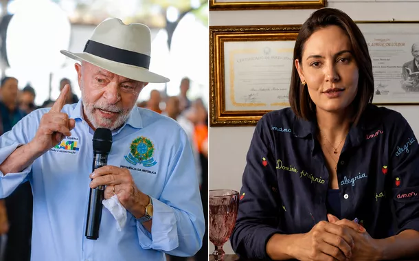 Presidente Lula durante anúncio de Investimentos da Petrobras e Michelle Bolsonaro