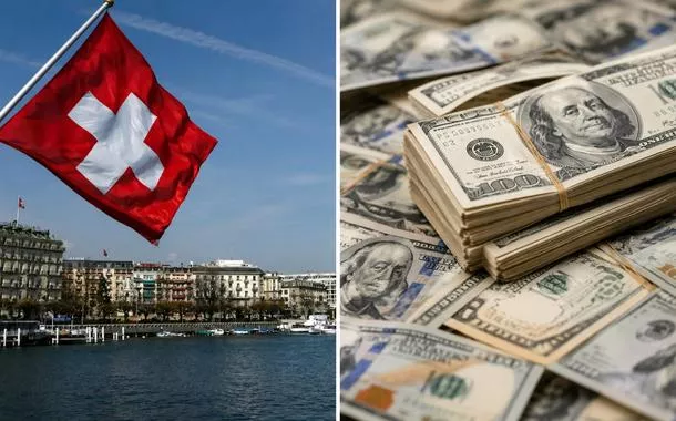 Suíça e notas de dólar